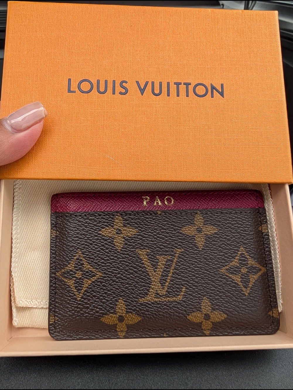 Louis Vuitton Monogram Card Holder in Brown & Burgundy - Picture 2 of 6